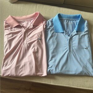 Striped Pink and Blue Mens Vineyard vines Polo Shirts Lot of 2 size Large